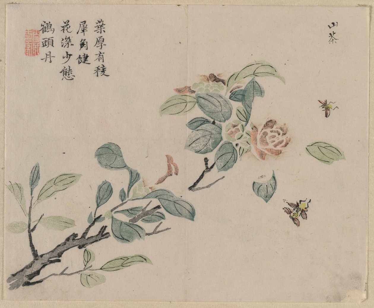 Blomstrende gren med bier, 1700-tallet. af Unbekannt