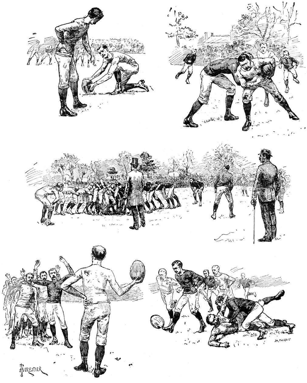 Fodboldskitser, 1887 af Unbekannt