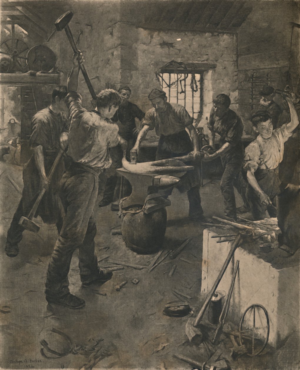 Forging the Anchor, 1892. af Unbekannt