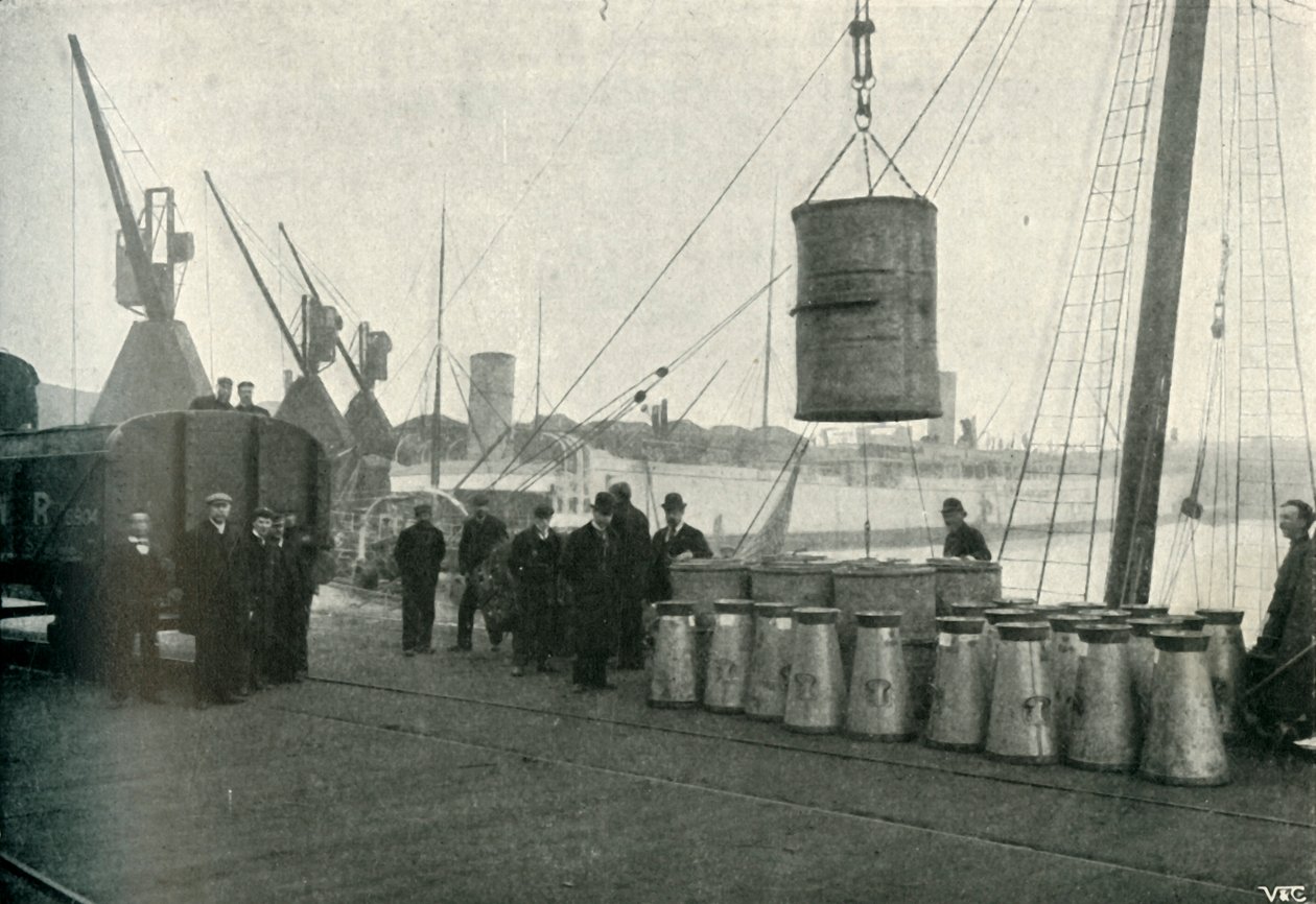 Fransk mælk bliver landet i Southampton, 1902. af Unbekannt