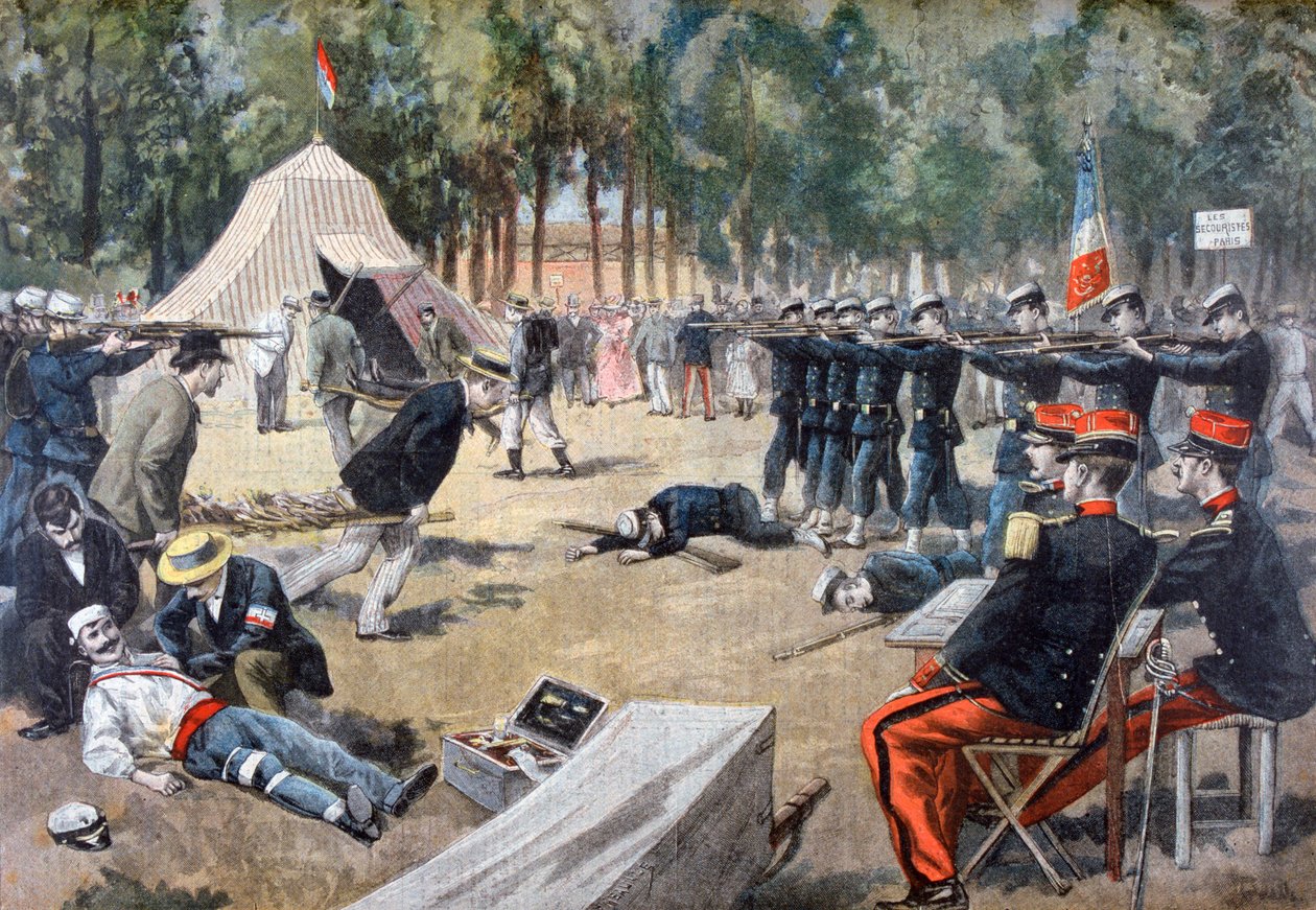 Franske militærmanøvrer: førstehjælpsarbejdere, 1897 af Unbekannt