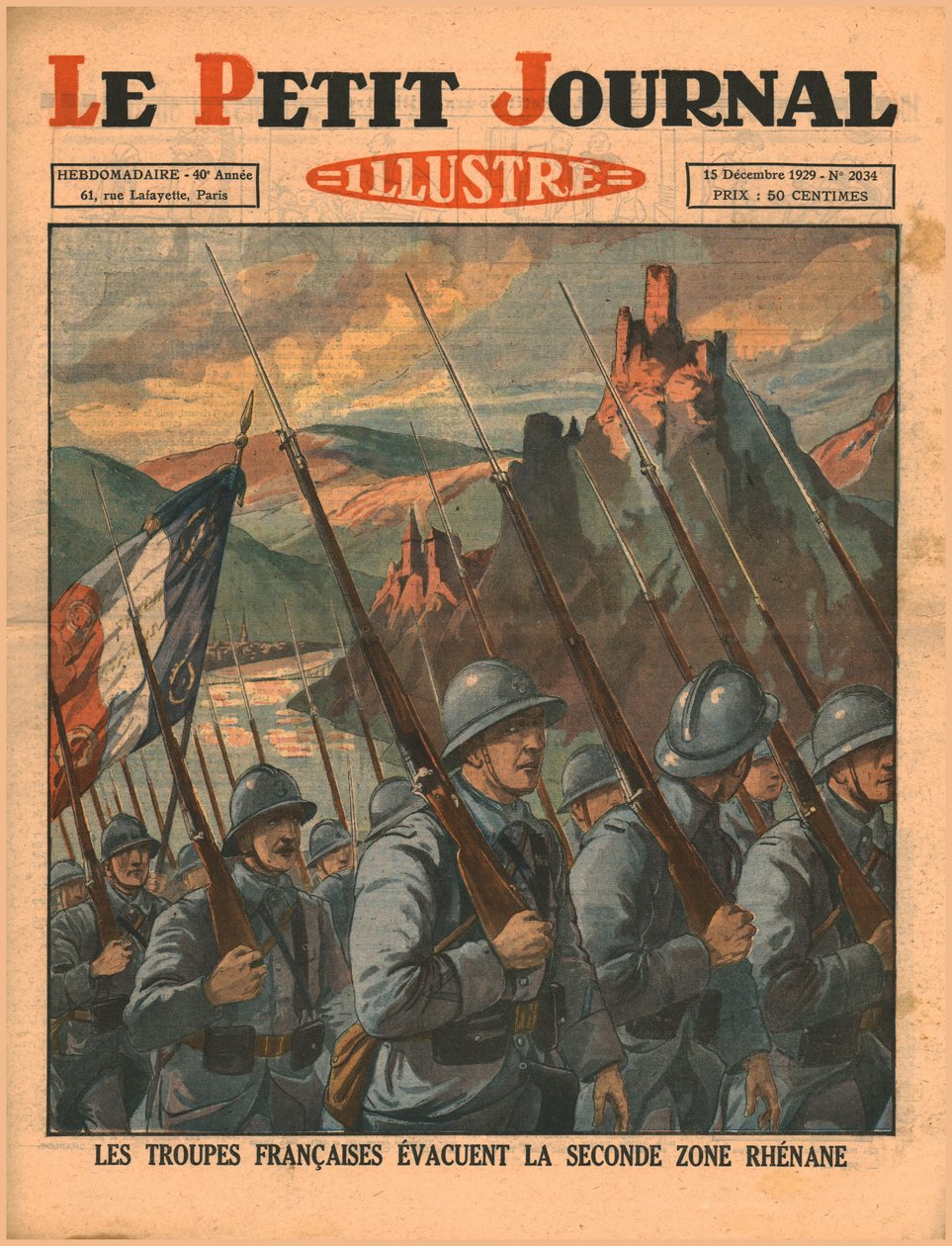 Franske tropper forlader den anden Rhinzone, 1929. af Unbekannt
