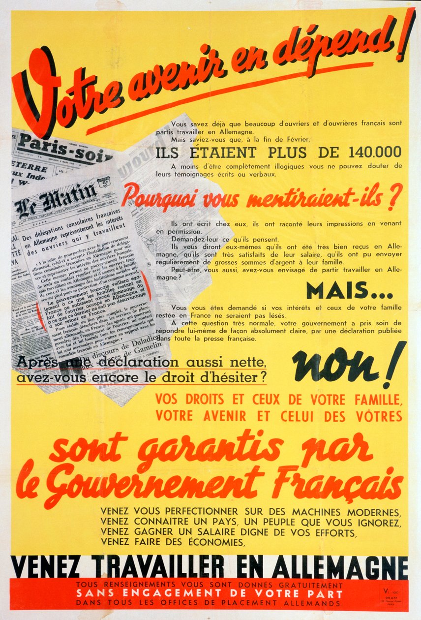 French workers for Germany poster, c1942-c1944dani af Unbekannt