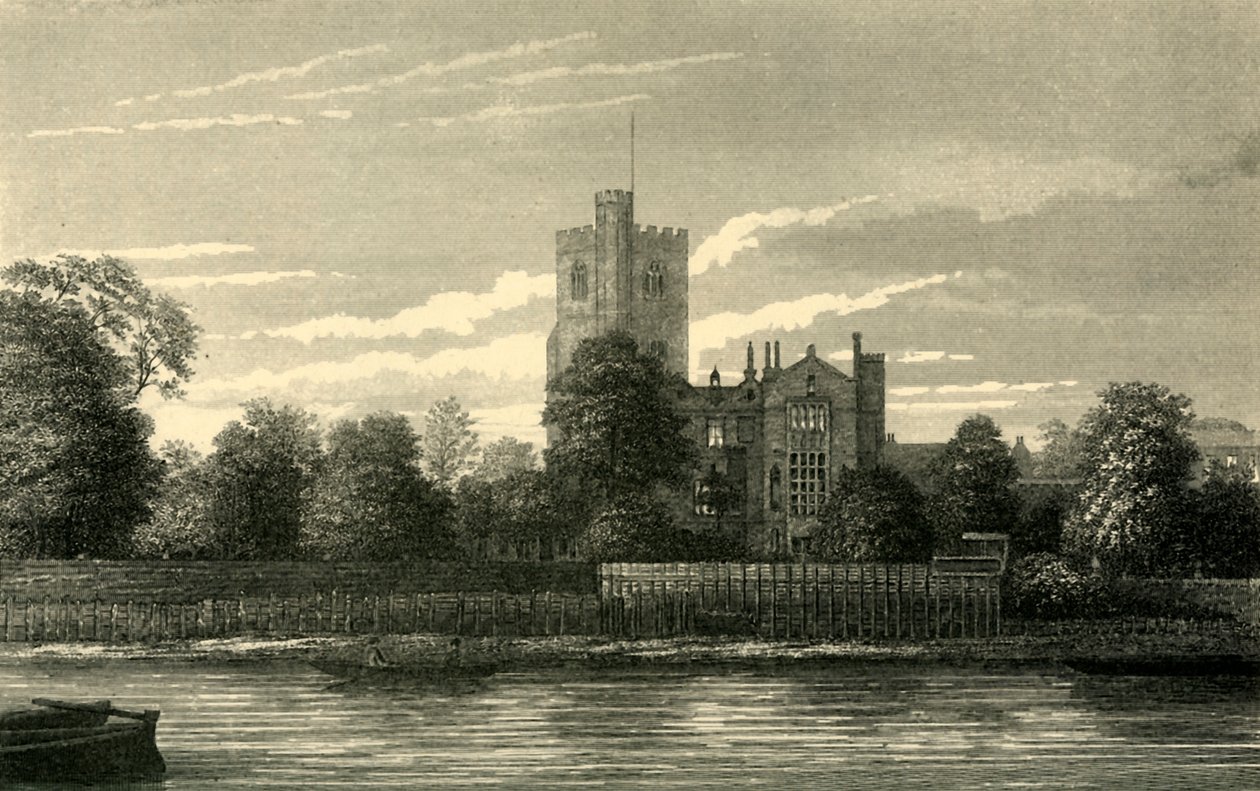 Fulham Church, fra Themsen, c1878. af Unbekannt