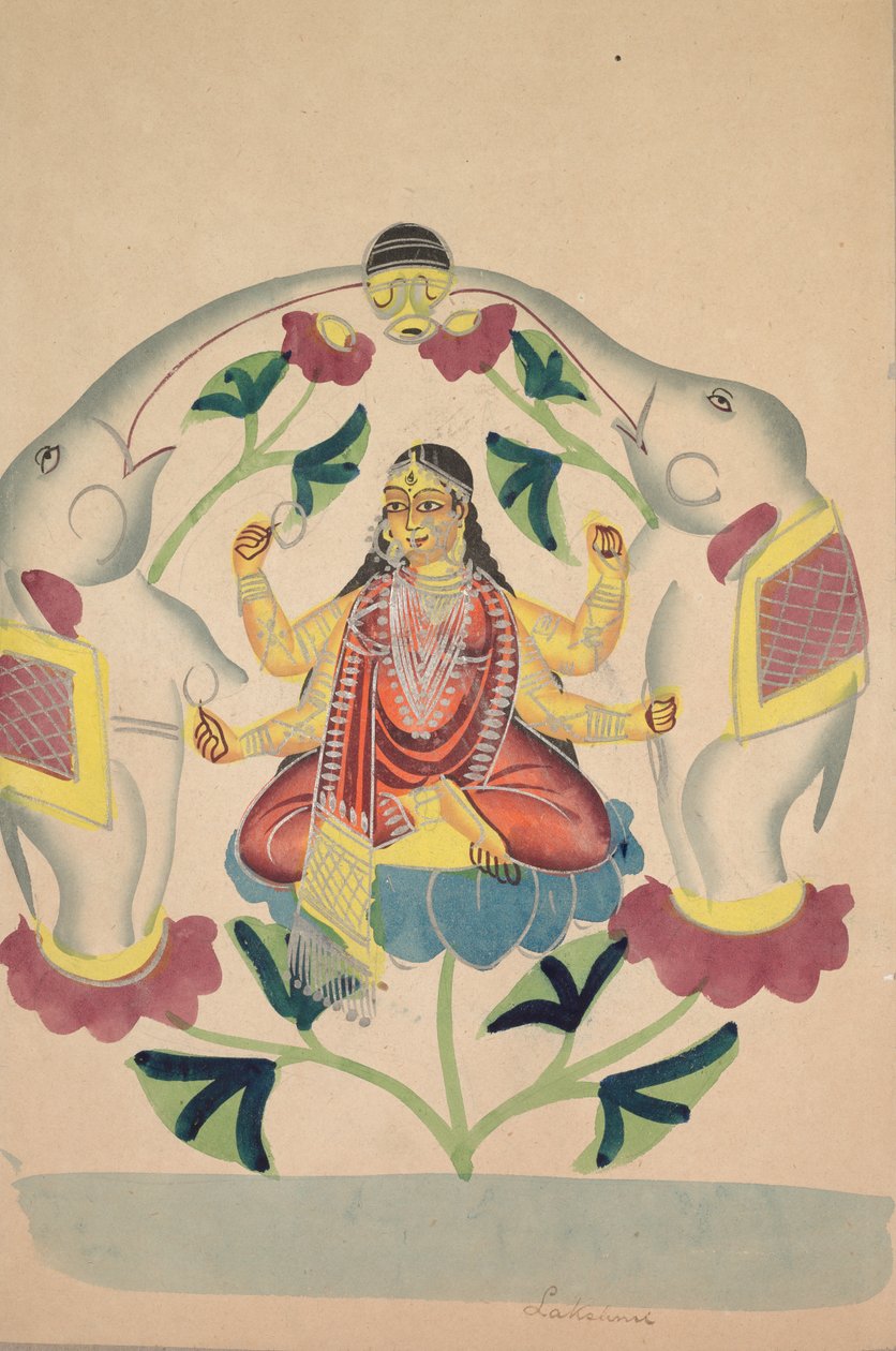 Gajalakshmi: Lakshmi med elefanter, 1800-tallet. af Unbekannt