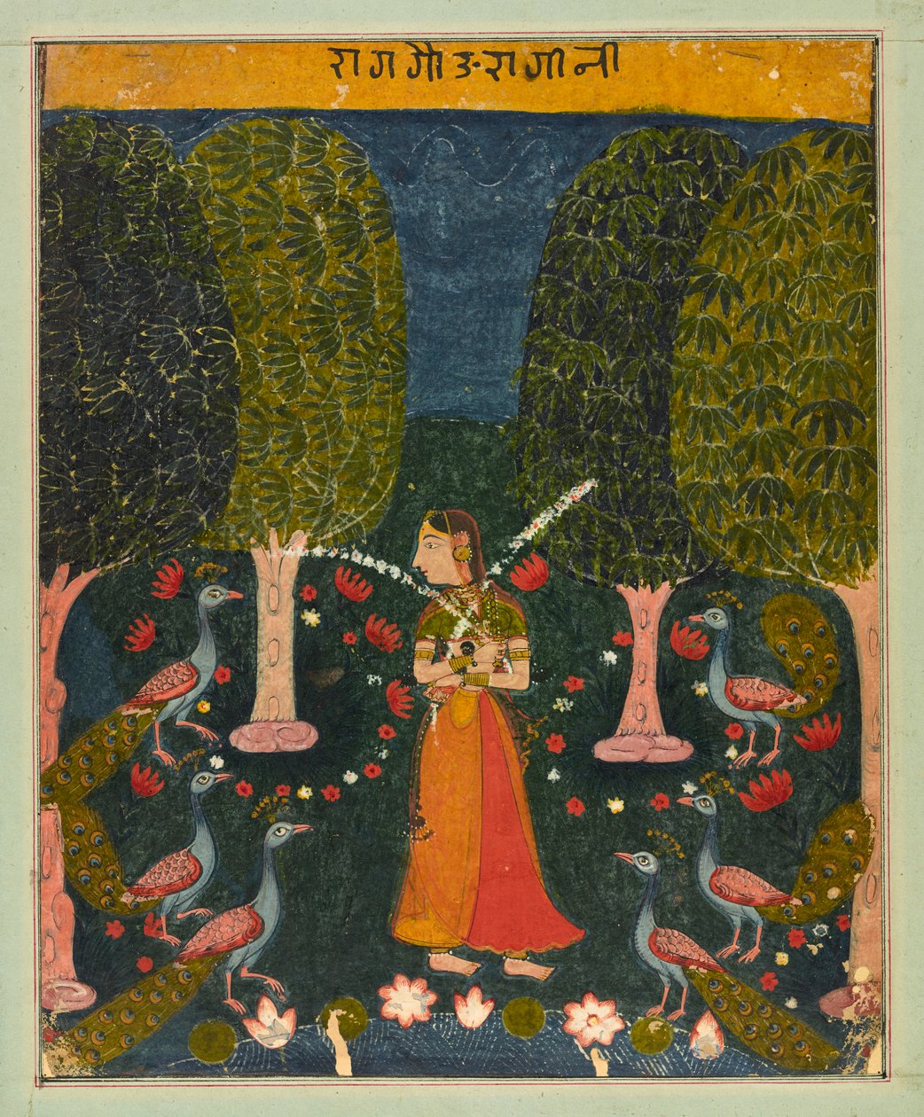 Gauri Ragini, folio fra en Ragamala, ca. 1625-1630. af Unbekannt