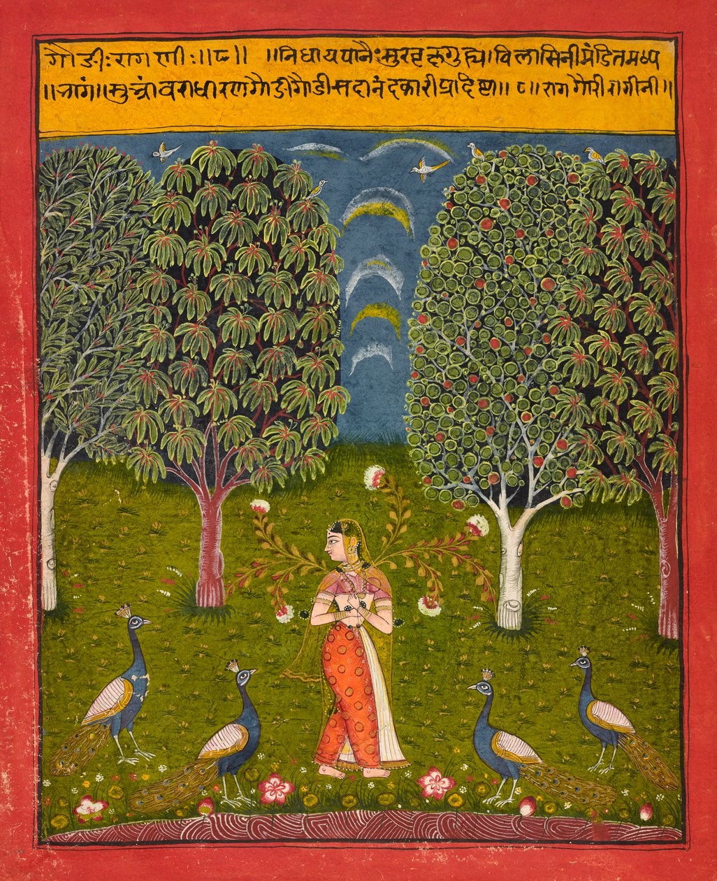 Gauri Ragini, folio fra en Ragamala, ca. 1650. af Unbekannt