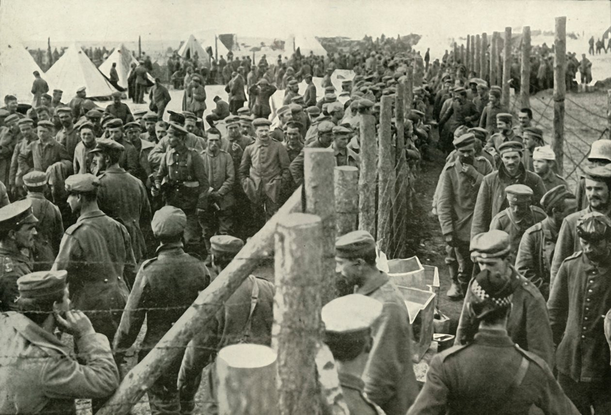 Tyske fanger på vej ind i burene, 1919. af Unbekannt