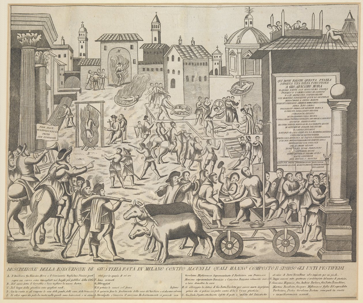 Den store pest i Milano, 1630, ca 1835 af Unbekannt