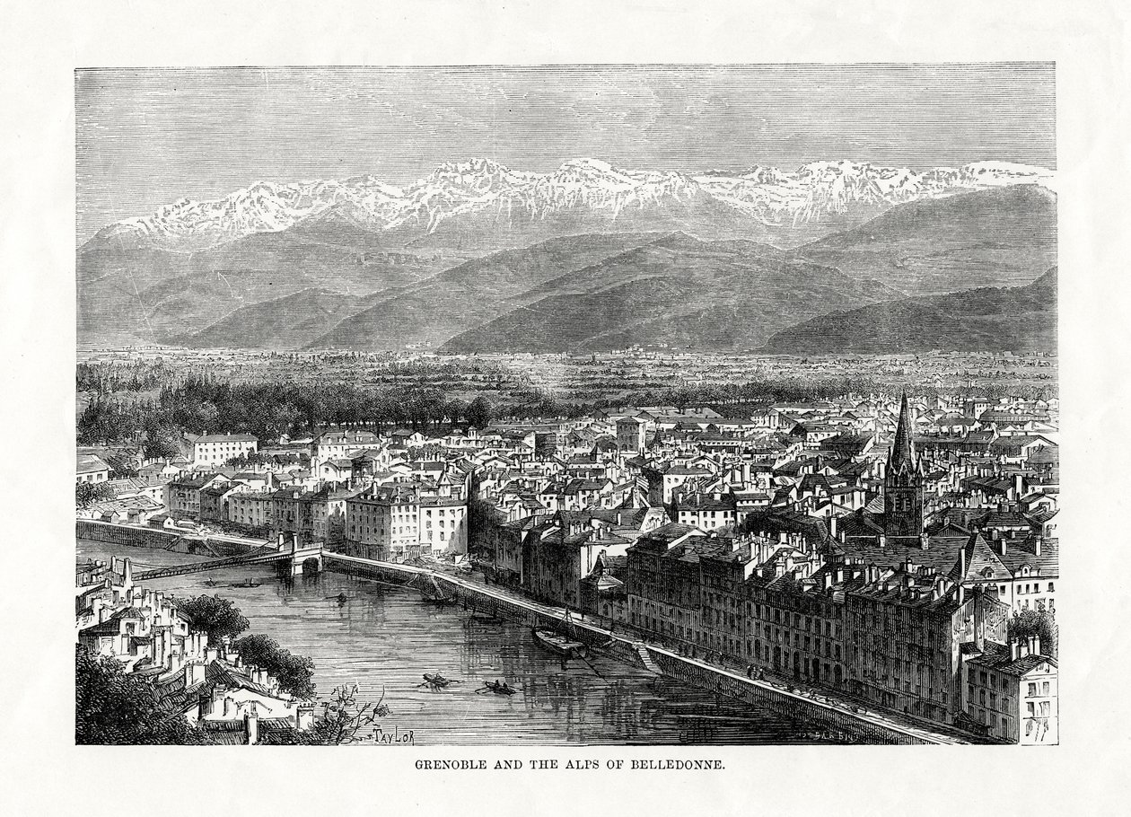 Grenoble og Alperne i Belledonne, Frankrig, 1879 af Unbekannt