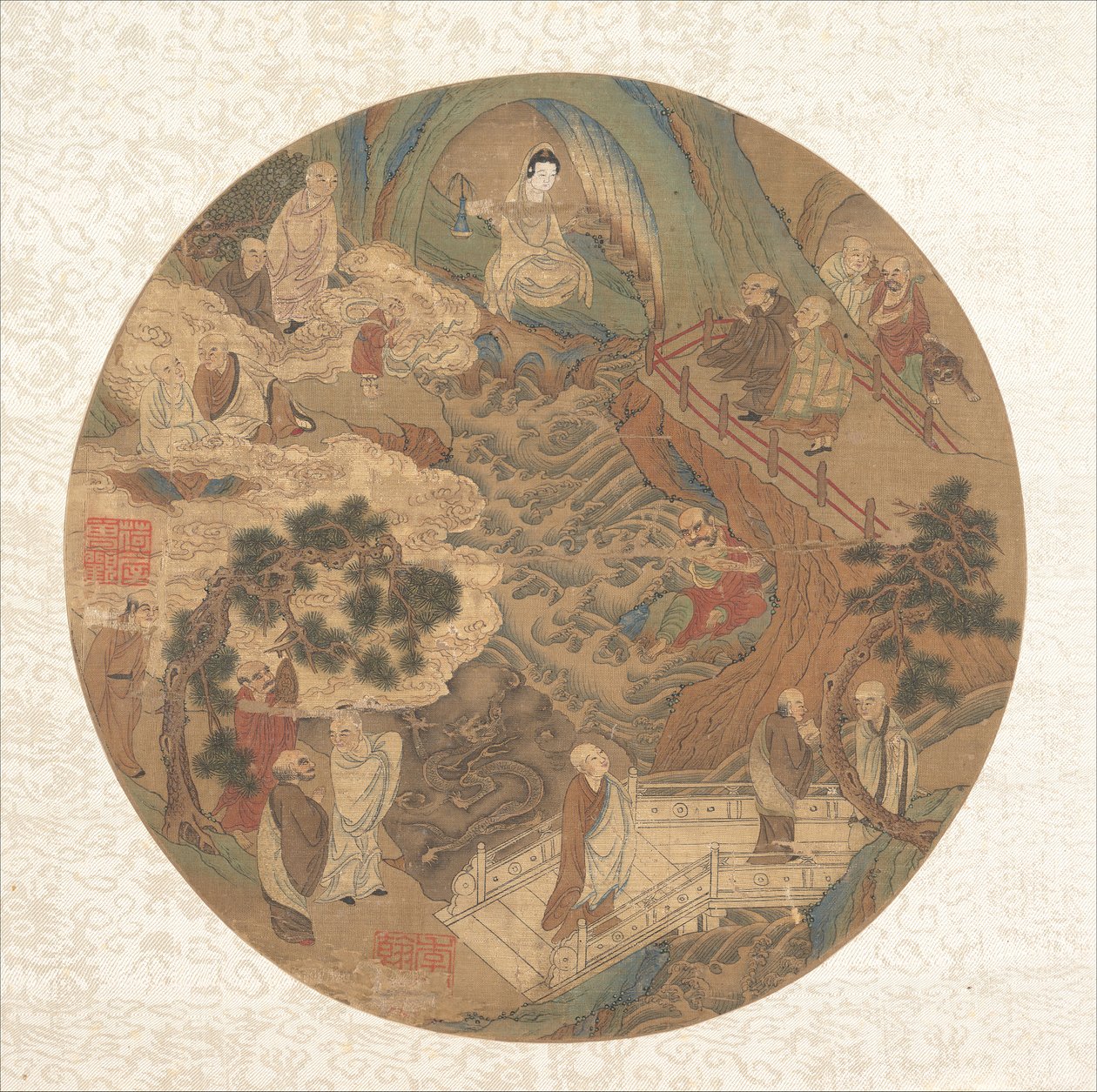 Guanyin og de seksten luohans, 16.-17. århundrede. af Unbekannt