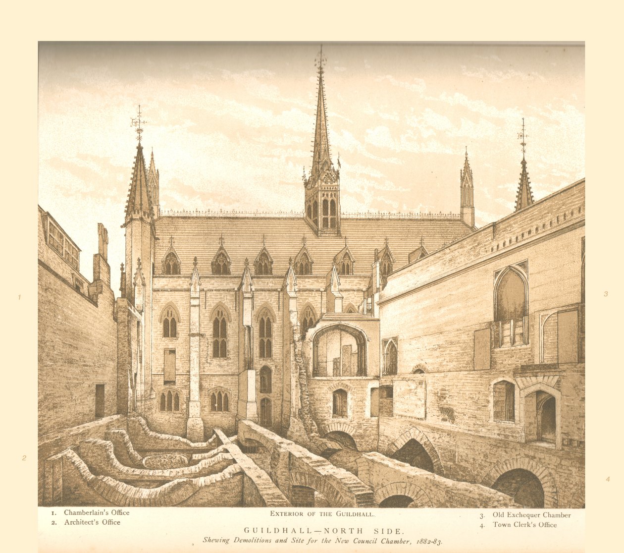 Guildhall North Side, 1882-83, 1886 af Unbekannt