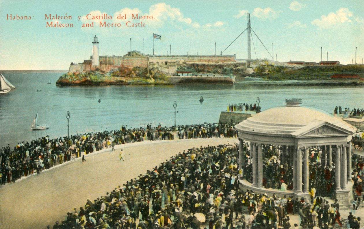 Habana: Malecon og Morro Castle, c1919. af Unbekannt