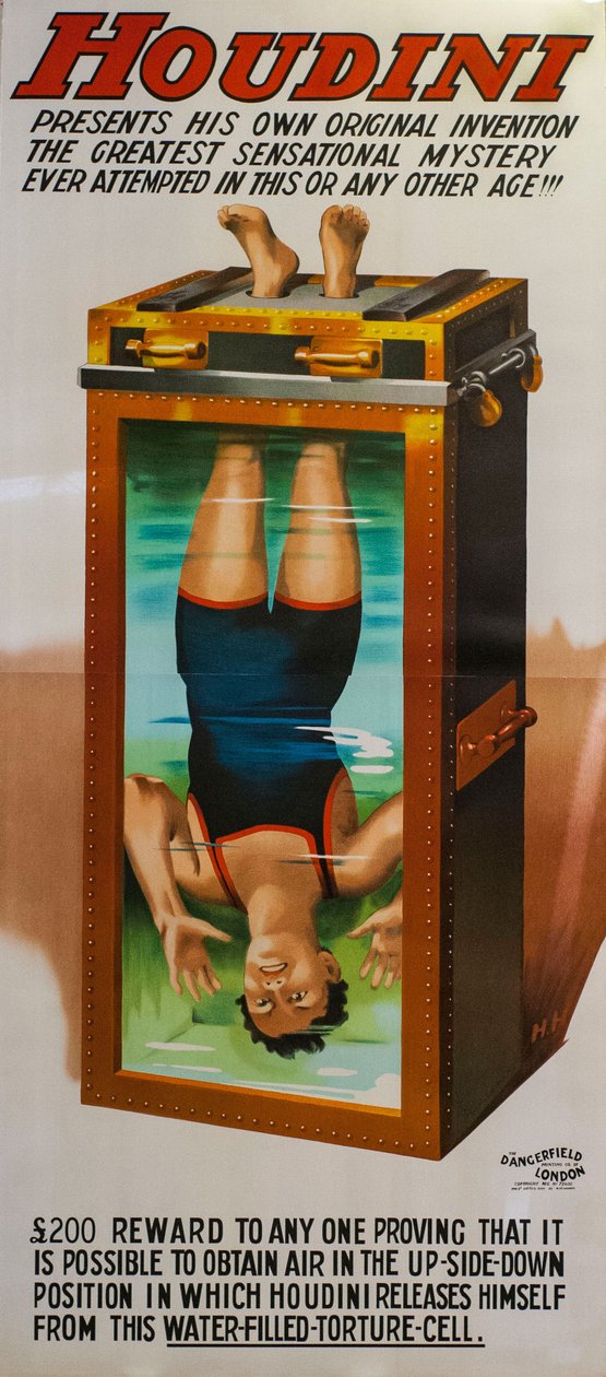 Harry Houdini. Vandtorturcelle, 1912. af Unbekannt