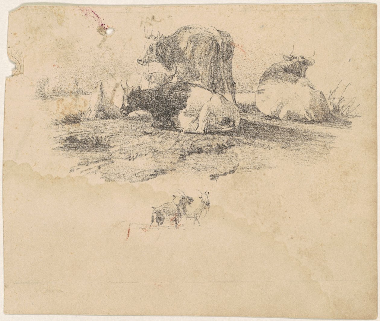 Kvægbesætning, 1800-tallet. af Unbekannt