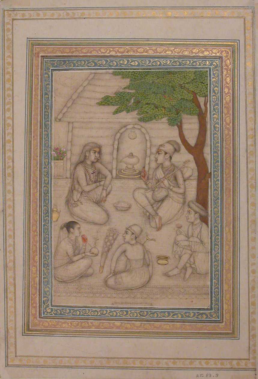 Hinduer i samtale foran en helligdom, 1600-tallet. af Unbekannt