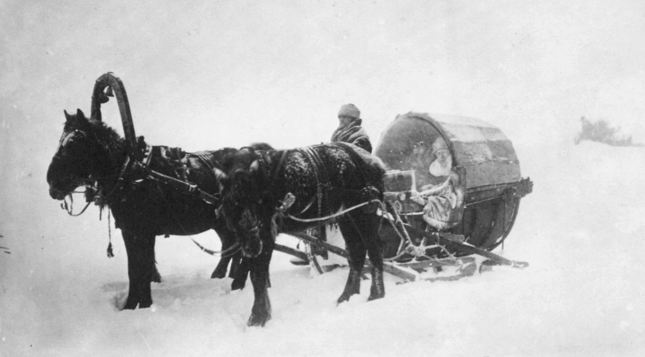 Hestetrukket slæde kibitka, Sibirien, Rusland, 1890