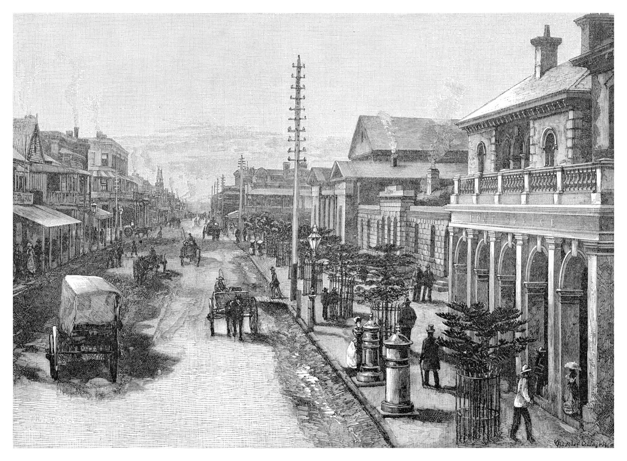 Hunter Street, Newcastle, New South Wales, Australien, 1886 af Unbekannt