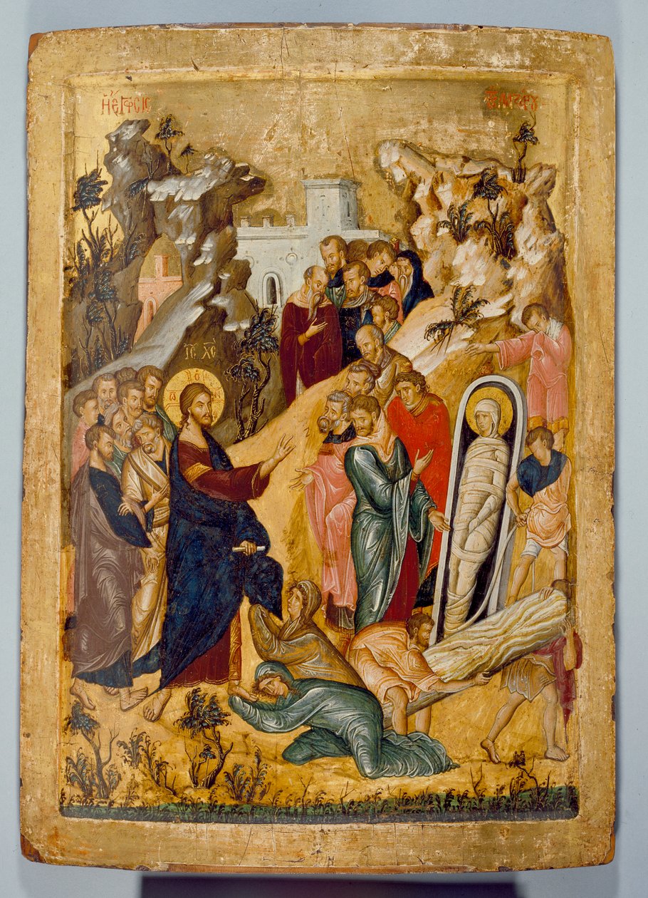 Ikon for opdræt af Lazarus, det 14.-15. århundrede af Unbekannt