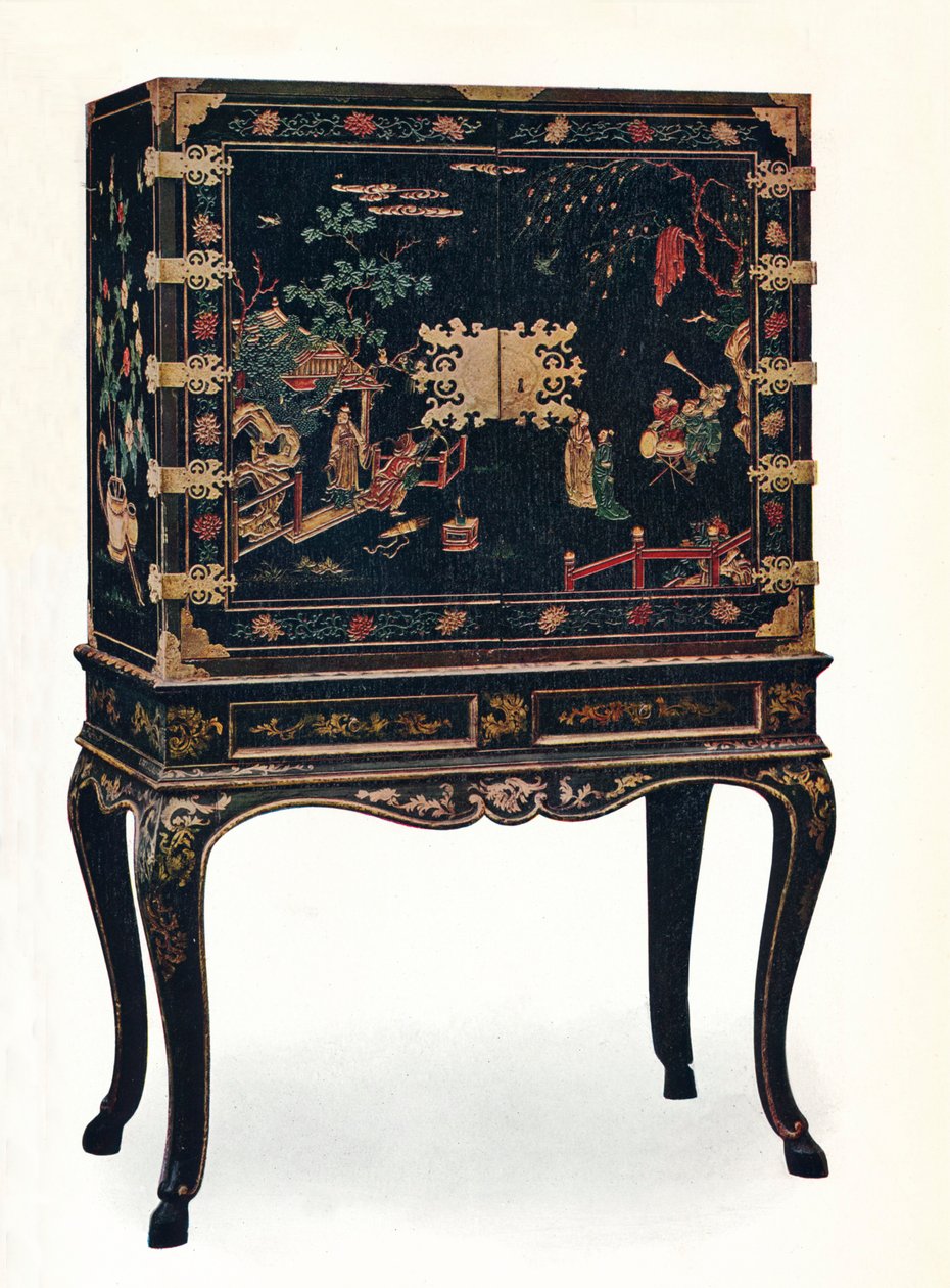 Indridset lakeret kabinet, c1680, 1910. af Unbekannt