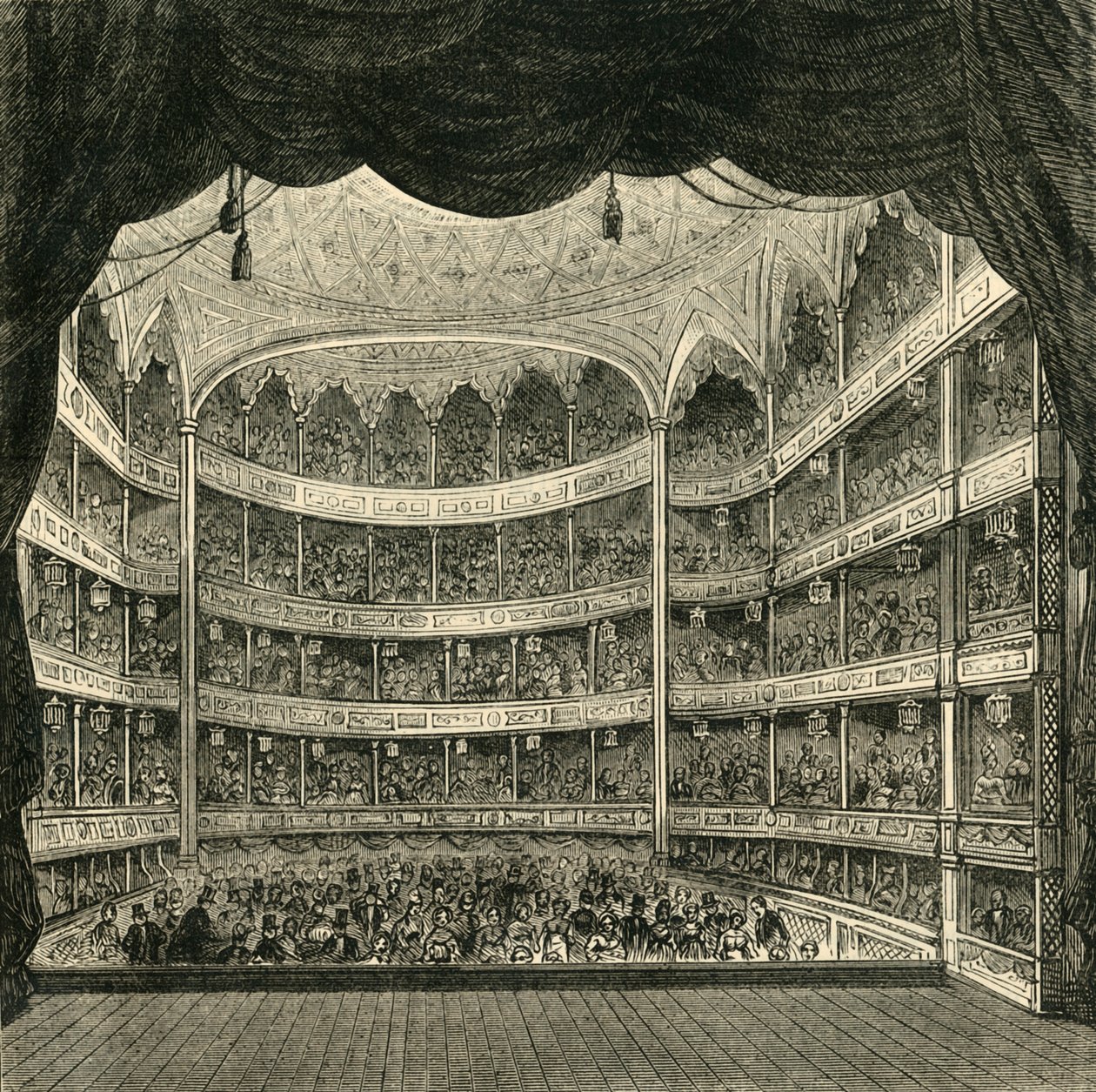 Interiør af Drury Lane Theatre, 1804, 1881. af Unbekannt