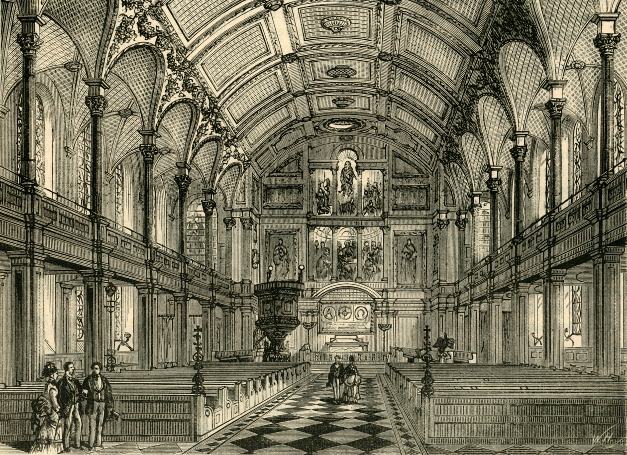 Interiør af St. Andrews Church, c1872. af Unbekannt