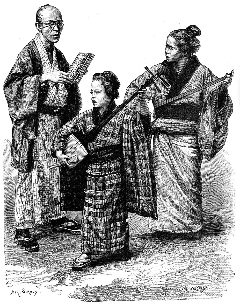 Japanske musikere og en forhandler, 1895 af Unbekannt