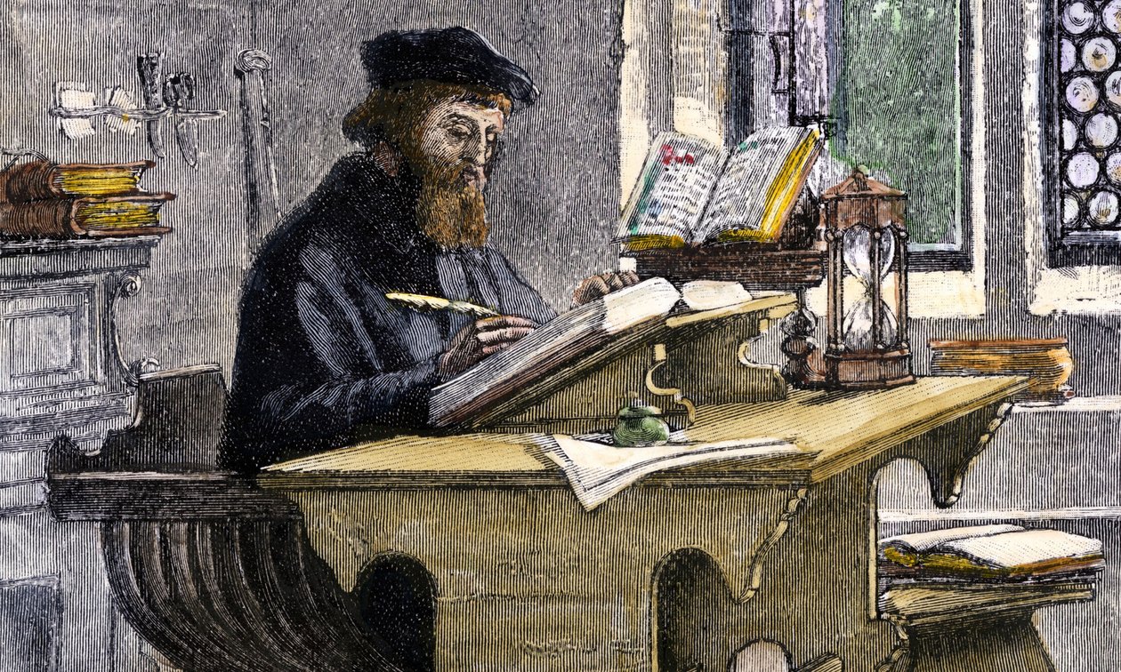 John Wycliffe på arbejde, 1800-tallet af Unbekannt