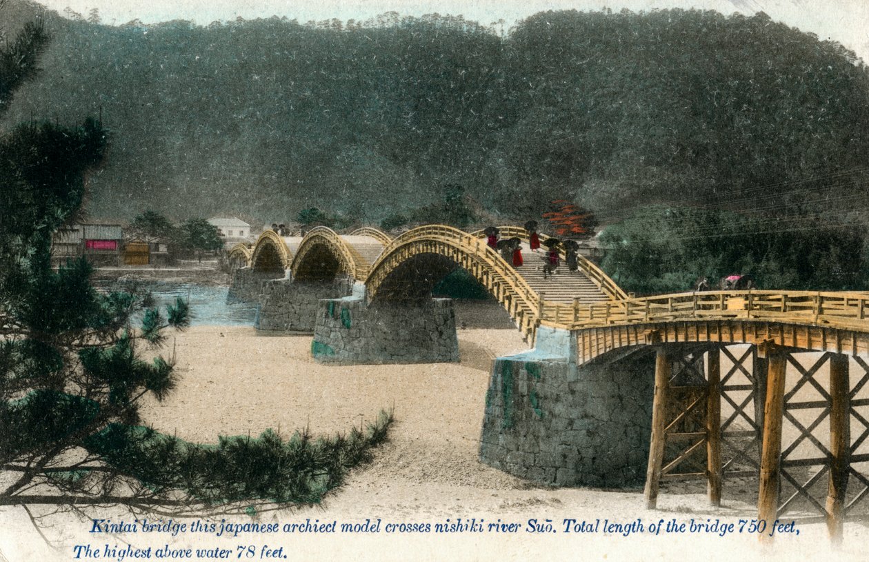Kintai-broen Iwakuni, Japan, begyndelsen af det 20. århundrede af Unbekannt