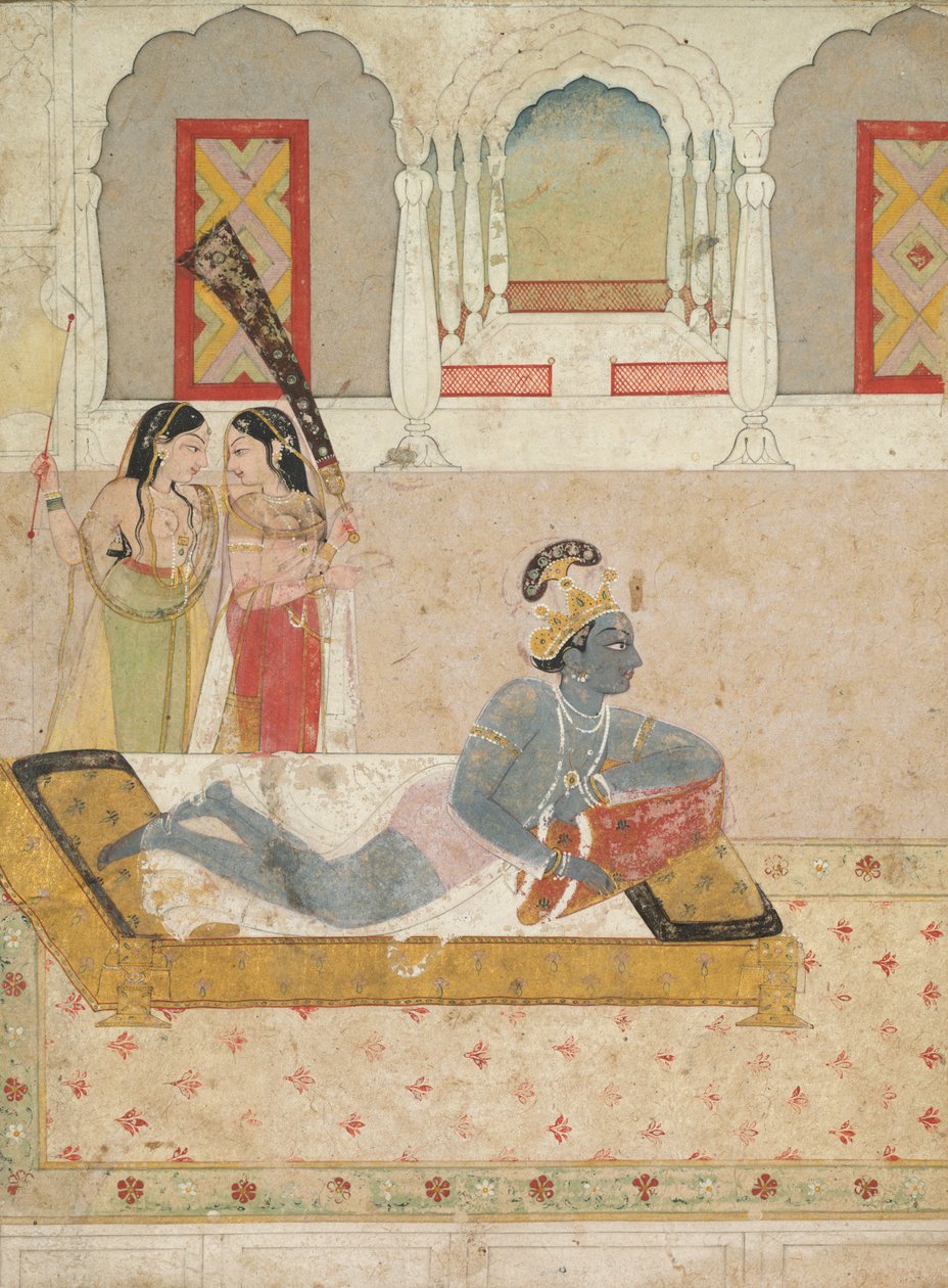 Krishna venter på Radha, ca. 1750-1760. af Unbekannt