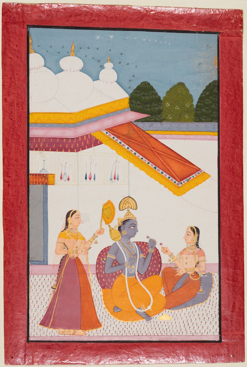 Krishna under en baldakin, ca. 1680. af Unbekannt