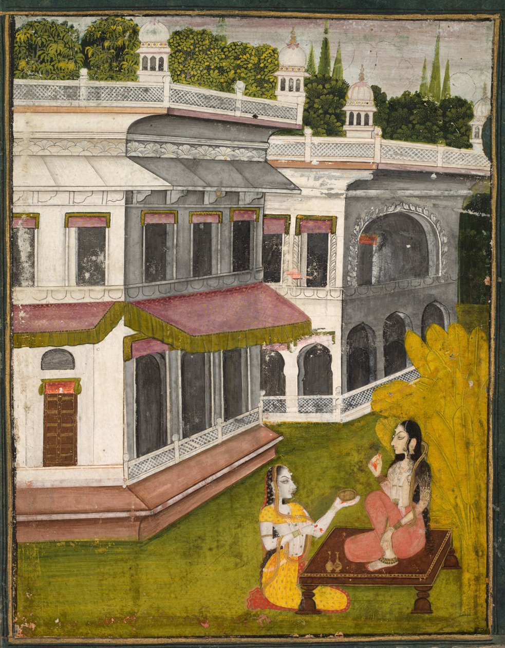 Lady og hendes fortrolige, ca. 1800. af Unbekannt