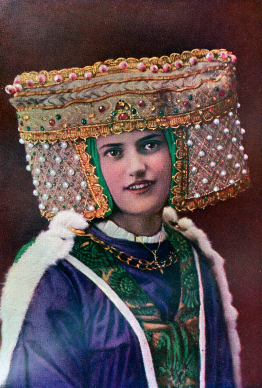 Ladys hovedbeklædning, 1300-tallet, 1910 af Unbekannt