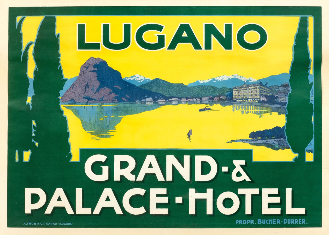 Luganosøen. Grand and Palace Hotel, ca. 1925. af Unbekannt