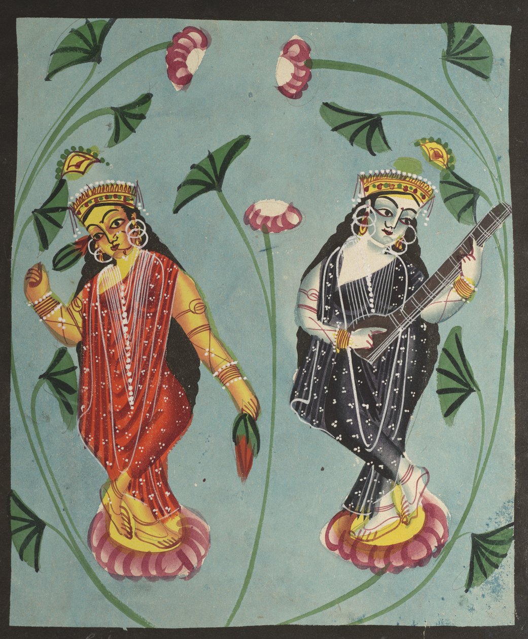Lakshmi og Sarasvati, 1800-tallet. af Unbekannt