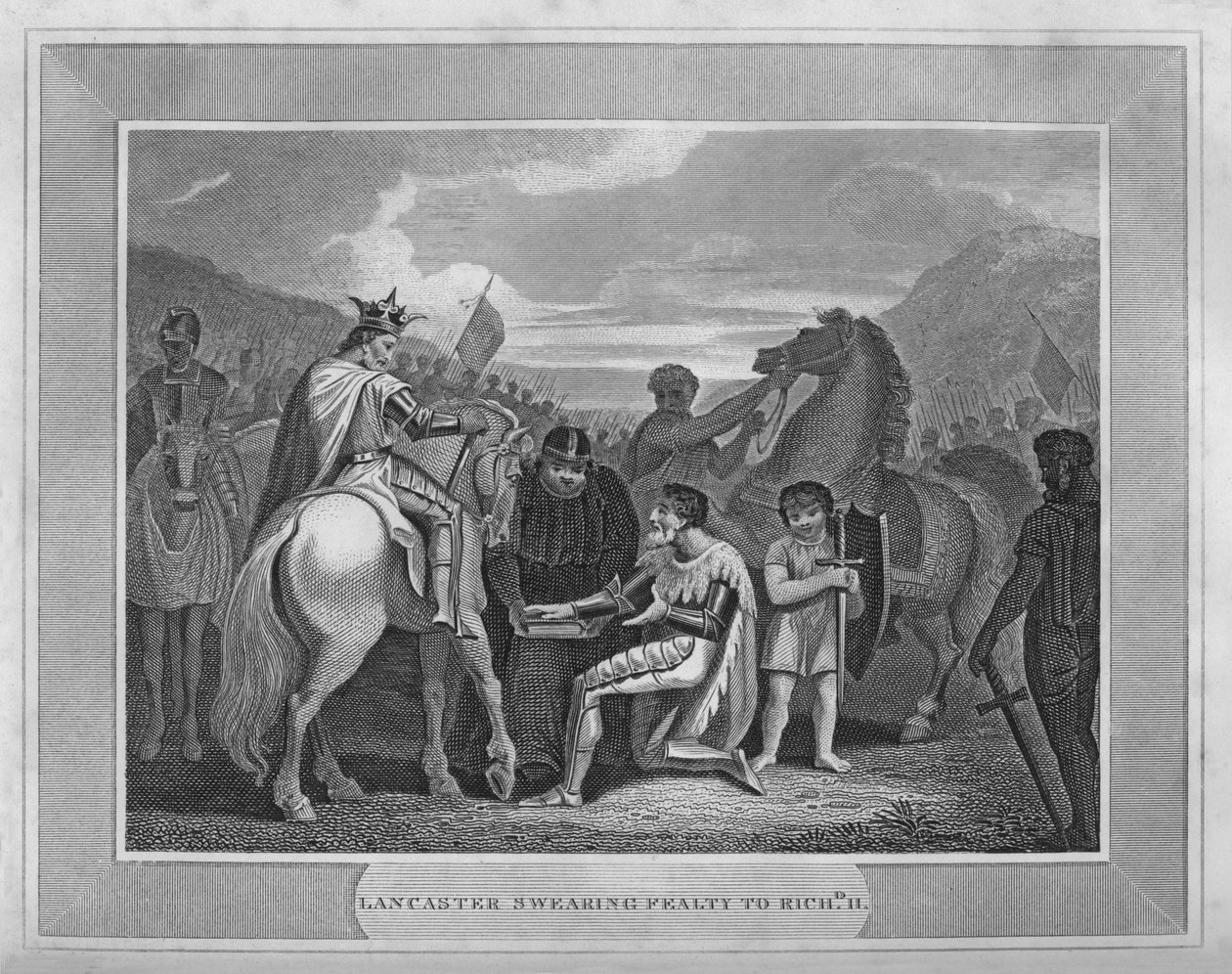 Lancaster sværger troskab til Richard II, 1838 af Unbekannt