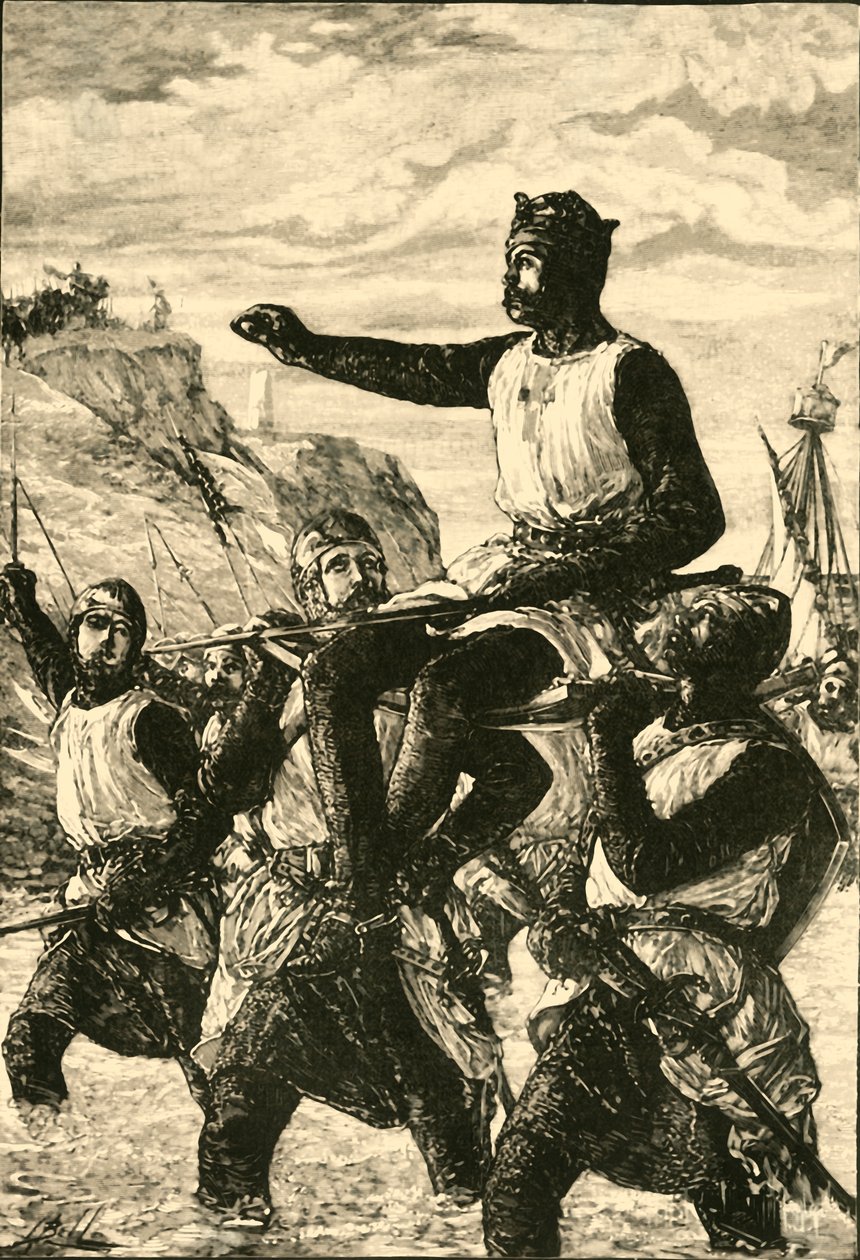 Landgang af Roger Guiscard på Sicilien, 1057, 1890. af Unbekannt