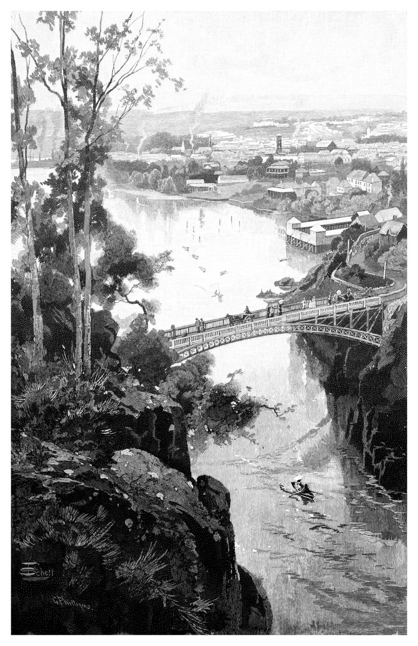 Launceston, fra Cataract Bridge, Tasmanien, Australien, 1886 af Unbekannt