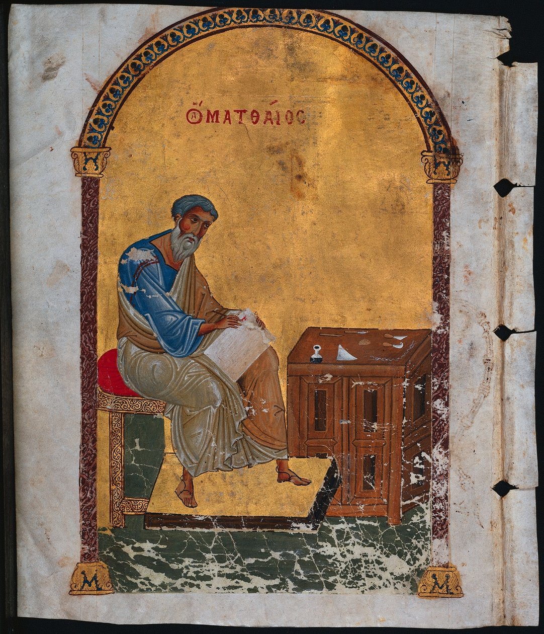 Blad fra en Lectionary med St. Matthew, 1057-1063. af Unbekannt