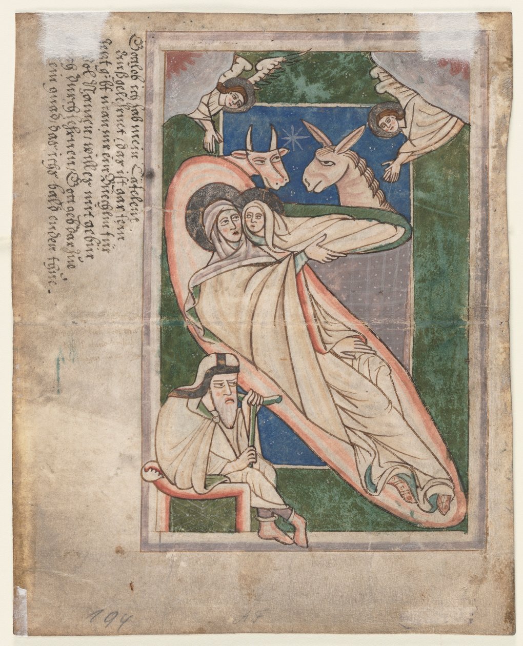 Blad fra en Psalter: Nativity verso, begyndelsen af 1200-tallet. af Unbekannt