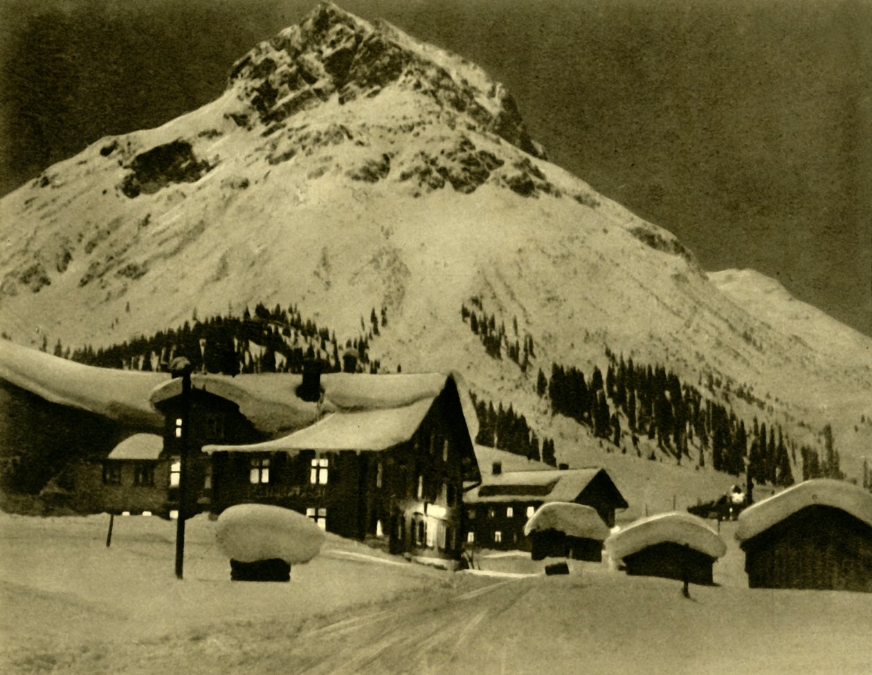 Lech am Arlberg om natten, Østrig, c1935. af Unbekannt