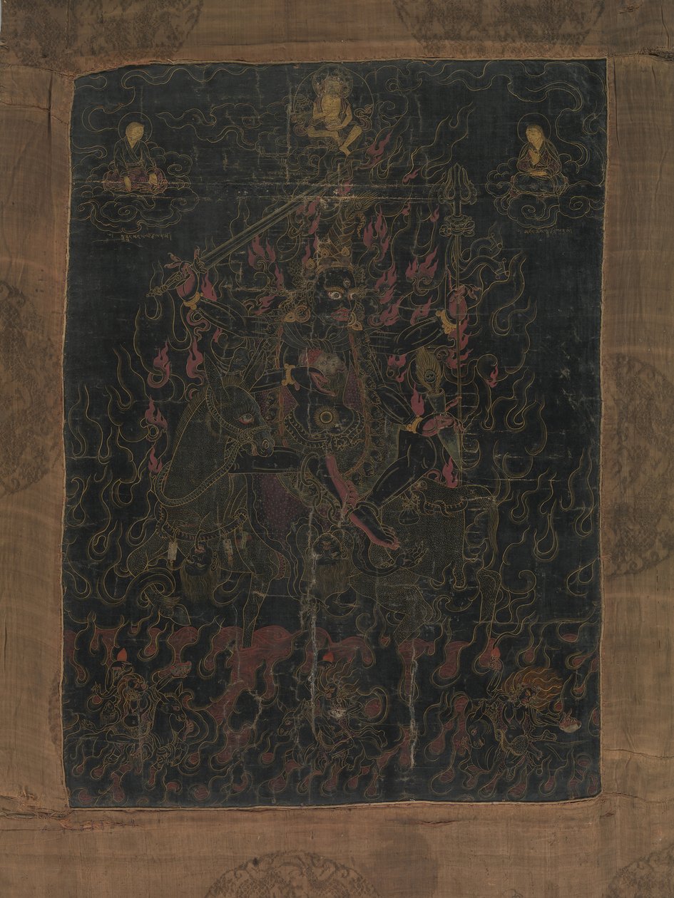 Lha Mo Riding on a Donkey, 1700-tallet. af Unbekannt