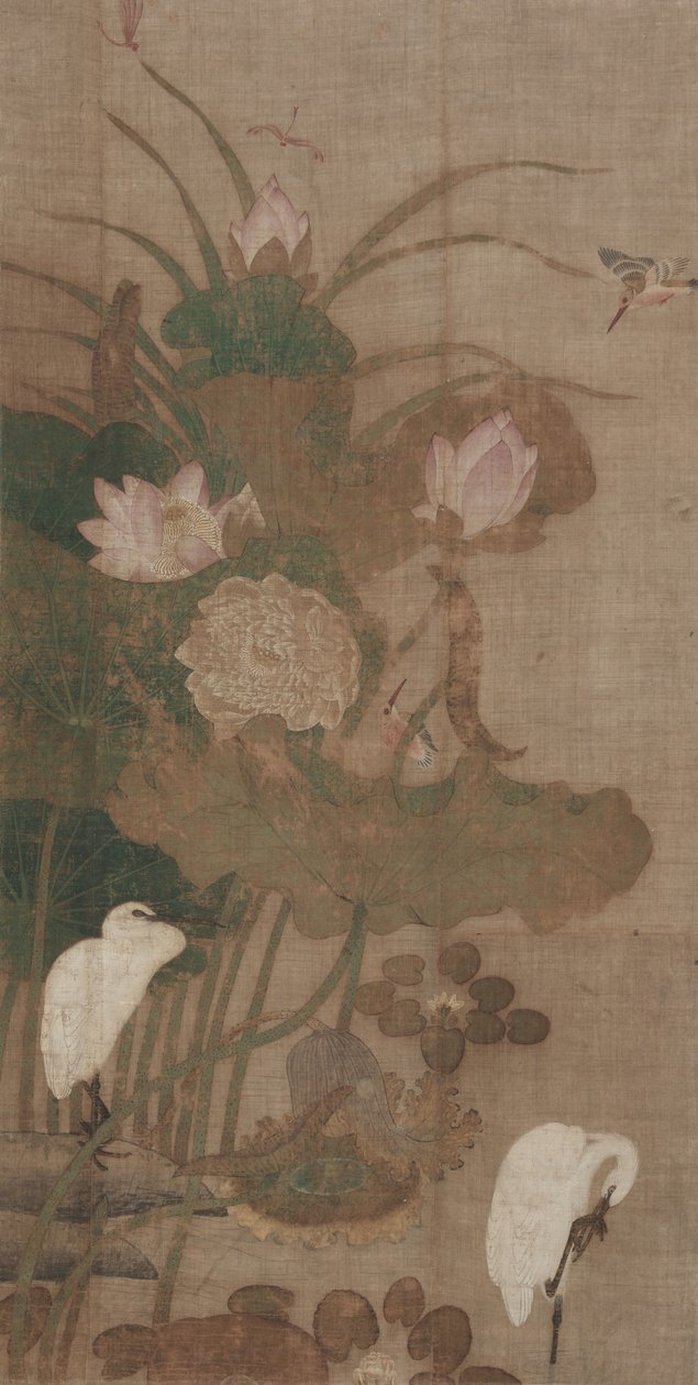 Lotus, insekter og fugle, 1800-tallet. af Unbekannt
