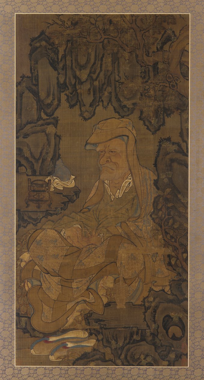 Luohan mediterer i en grotte, 1345. af Unbekannt