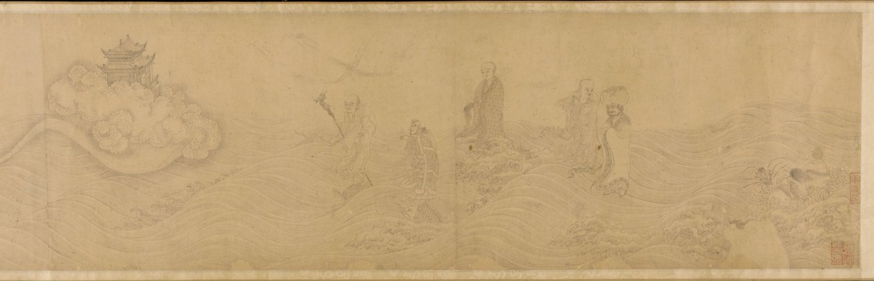 Luohans krydser havet, Ming-dynastiet, 15.-16. århundrede. af Unbekannt