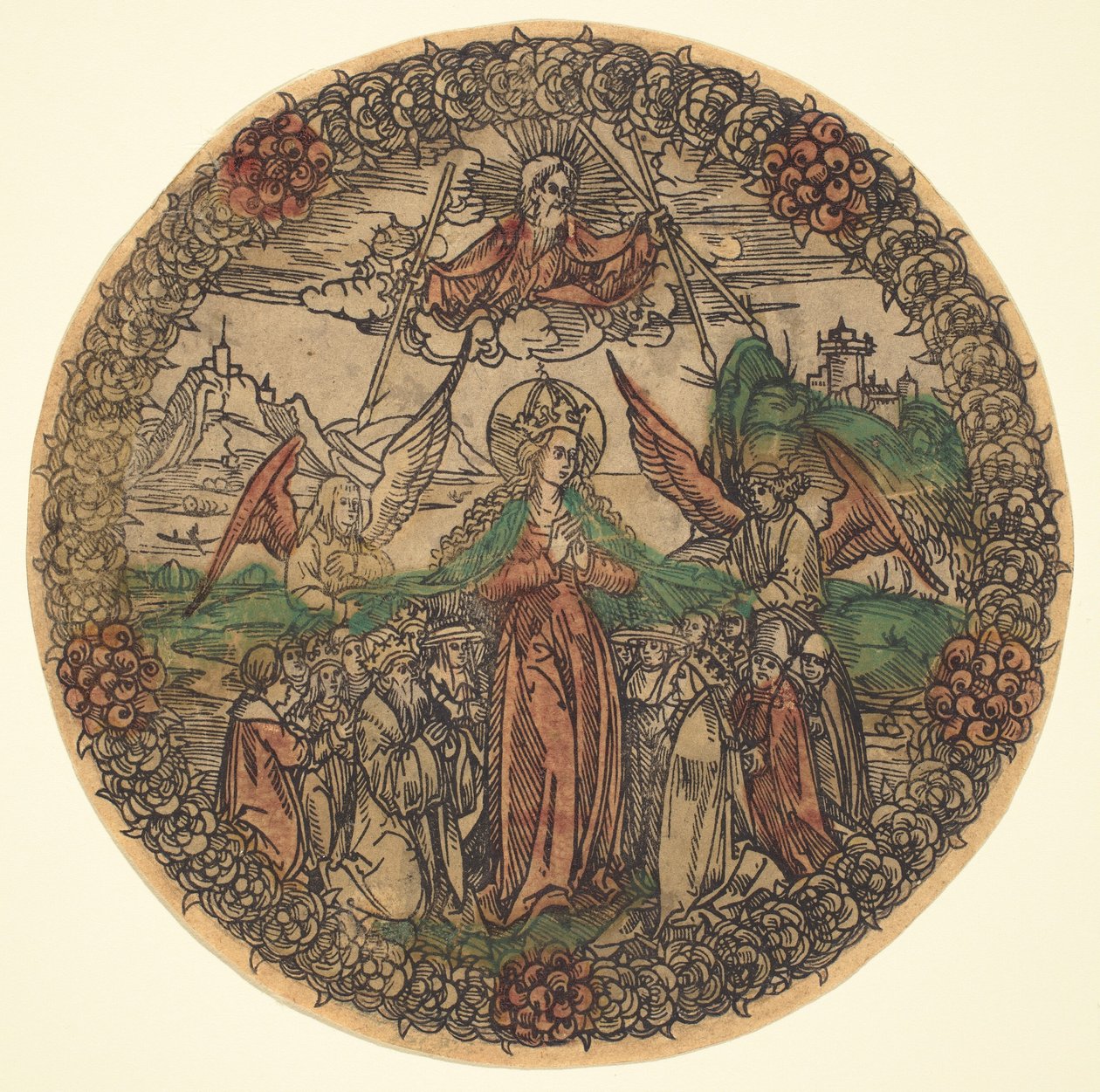 Madonna i en krans af roser, 14901500. af Unbekannt