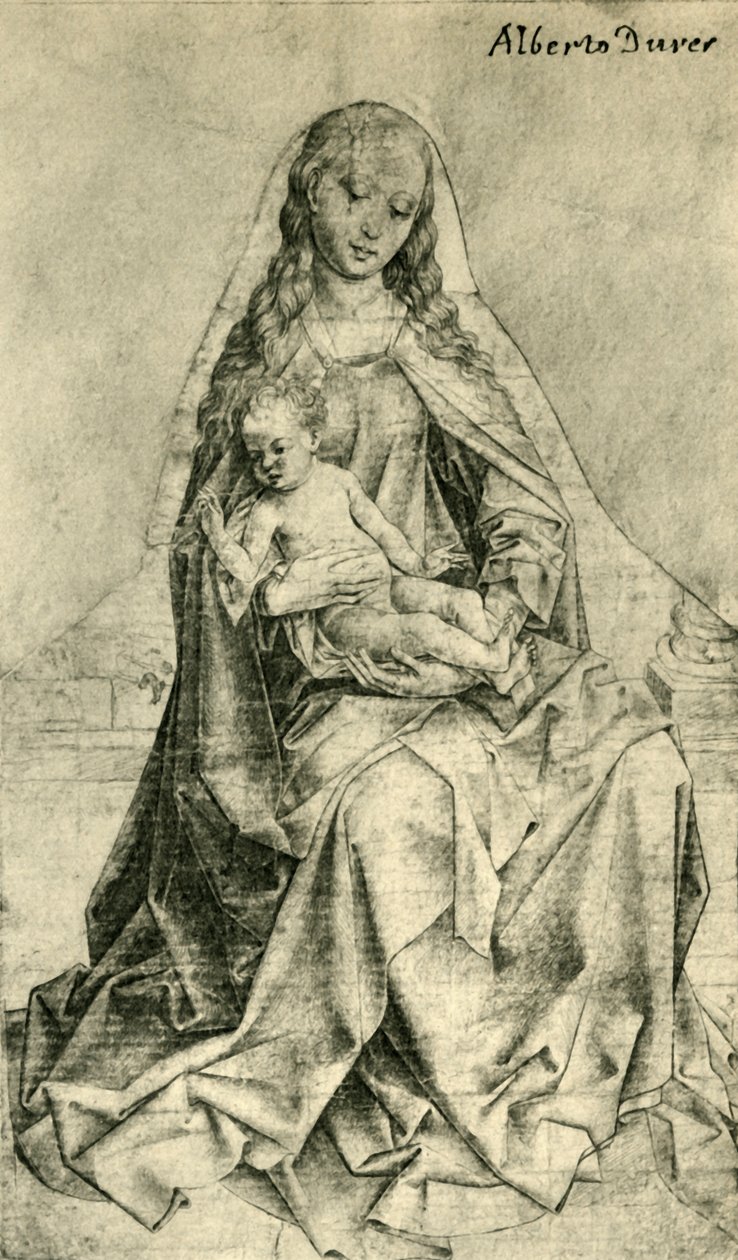 Madonna med Kristus-barnets velsignelse, 1440-1450, 1943. af Unbekannt
