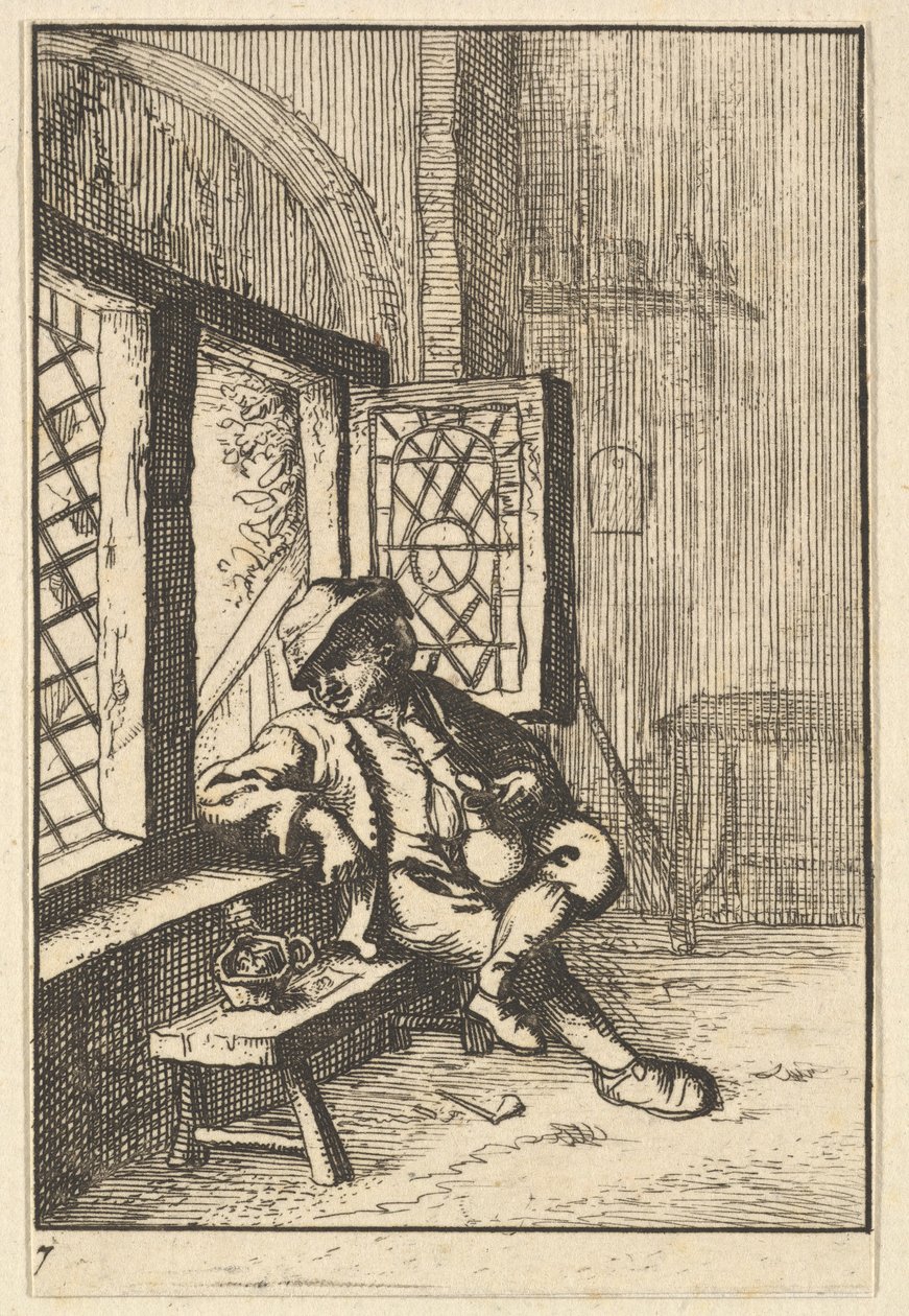 Mand sidder ved et vindue kopi, 1610-85. af Unbekannt
