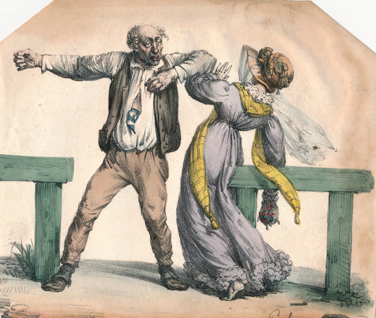 Mand angriber en kvinde, 1855. af Unbekannt