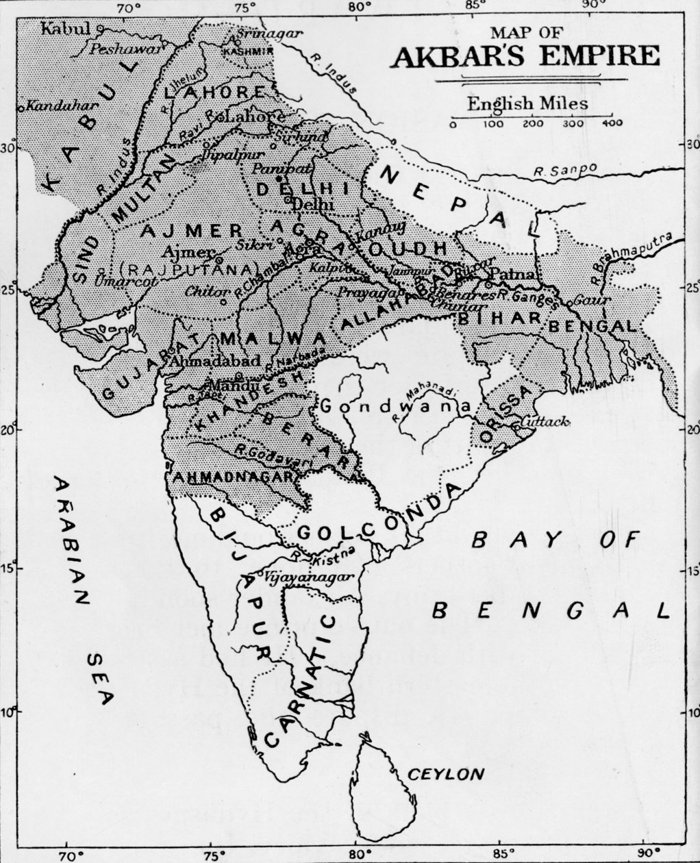 Kort over Akbars imperium, c1912 af Unbekannt